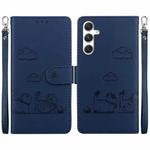 For Samsung Galaxy S24 5G Cute Cats RFID Leather Phone Case(Blue)