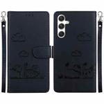 For Samsung Galaxy S24 5G Cute Cats RFID Leather Phone Case(Black)