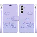 For Samsung Galaxy S24+ 5G Cute Cats RFID Leather Phone Case(Purple)