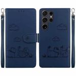 For Samsung Galaxy S24 Ultra 5G Cute Cats RFID Leather Phone Case(Blue)