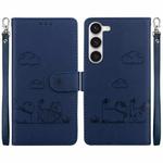 For Samsung Galaxy S23 5G Cute Cats RFID Leather Phone Case(Blue)