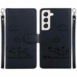 For Samsung Galaxy S22 5G Cute Cats RFID Leather Phone Case(Black)