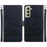 For Samsung Galaxy S21+ 5G Cute Cats RFID Leather Phone Case(Black)