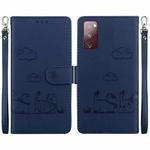 For Samsung Galaxy S20 FE Cute Cats RFID Leather Phone Case(Blue)