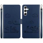 For Samsung Galaxy S25 5G Cute Cats RFID Leather Phone Case(Blue)