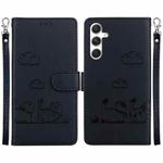 For Samsung Galaxy S25 5G Cute Cats RFID Leather Phone Case(Black)