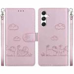 For Samsung Galaxy S25+ 5G Cute Cats RFID Leather Phone Case(Rose Gold)