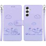For Samsung Galaxy S25+ 5G Cute Cats RFID Leather Phone Case(Purple)