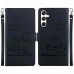 For Samsung Galaxy S25+ 5G Cute Cats RFID Leather Phone Case(Black)