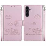 For Samsung Galaxy S25 FE 5G Cute Cats RFID Leather Phone Case(Rose Gold)