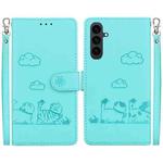 For Samsung Galaxy S25 FE 5G Cute Cats RFID Leather Phone Case(Green)