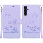 For Samsung Galaxy S25 FE 5G Cute Cats RFID Leather Phone Case(Purple)