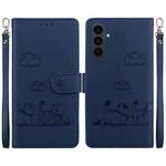 For Samsung Galaxy S25 FE 5G Cute Cats RFID Leather Phone Case(Blue)