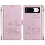 For Google Pixel 8 Pro Cute Cats RFID Leather Phone Case(Rose Gold)