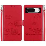 For Google Pixel 8 Pro Cute Cats RFID Leather Phone Case(Red)