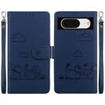 For Google Pixel 8 Cute Cats RFID Leather Phone Case(Blue)