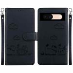 For Google Pixel 8a Cute Cats RFID Leather Phone Case(Black)