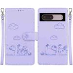 For Google Pixel 7 Pro Cute Cats RFID Leather Phone Case(Purple)