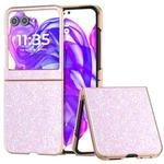 For Motorola Razr 50 Electroplating Frame Colorful Glitter Phone Case(Glitter Pink)