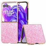 For Motorola Razr 50 Ultra Electroplating Frame Colorful Glitter Phone Case(Purple Pink)