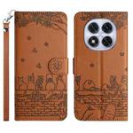 For Redmi Note 14 Pro 5G Cat Embossing Pattern Leather Phone Case with Lanyard(Brown)