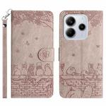 For Redmi Note 14 4G 163.25mm Cat Embossing Pattern Leather Phone Case with Lanyard(Grey)