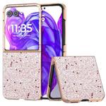 For Motorola Razr 50 Ultra Electroplating Frame Glitter Shockproof Phone Case(Gold Pink)