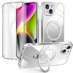 For iPhone 14 / 13 Skin Feel MagSafe Holder 360 Full Body Phone Case(Transparent)