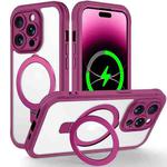 For iPhone 14 Pro Max Skin Feel MagSafe Holder 360 Full Body Phone Case(Rose Red)