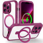 For iPhone 13 Pro Max Skin Feel MagSafe Holder 360 Full Body Phone Case(Rose Red)