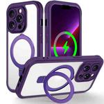 For iPhone 13 Pro Skin Feel MagSafe Holder 360 Full Body Phone Case(Dark Purple)