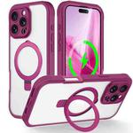 For iPhone 16 Pro Max Skin Feel MagSafe Holder 360 Full Body Phone Case(Rose Red)