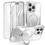 For iPhone 16 Pro Skin Feel MagSafe Holder 360 Full Body Phone Case(Transparent)