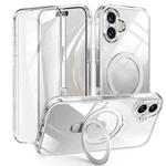 For iPhone 16 Skin Feel MagSafe Holder 360 Full Body Phone Case(Transparent)