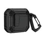 For AirPods 4 Shield Shockproof Earphone Protective Case with Hook(Black)