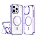 For iPhone 16 Pro Max Acrylic Camera Holder MagSafe Magnetic Phone Case(Purple)