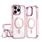 For iPhone 15 Pro Acrylic Camera Holder MagSafe Magnetic Phone Case(Pink)