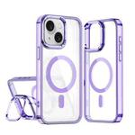 For iPhone 15 Plus / 14 Plus Acrylic Camera Holder MagSafe Magnetic Phone Case(Purple)