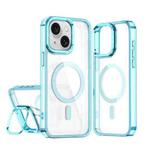 For iPhone 15 Acrylic Camera Holder MagSafe Magnetic Phone Case(Blue)