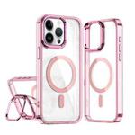 For iPhone 14 Pro Max Acrylic Camera Holder MagSafe Magnetic Phone Case(Pink)