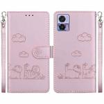 For Motorola Edge 30 Neo / 30 Lite Cute Cats RFID Leather Phone Case(Rose Gold)