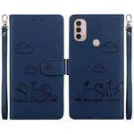 For Motorola Moto E40 / E30 / E20 Cute Cats RFID Leather Phone Case(Blue)