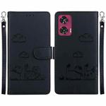 For Motorola Edge 50 Fusion Cute Cats RFID Leather Phone Case(Black)