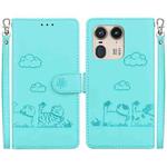 For Motorola Edge 50 Ultra Cute Cats RFID Leather Phone Case(Green)