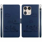 For Motorola Edge 50 Ultra Cute Cats RFID Leather Phone Case(Blue)