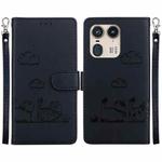 For Motorola Edge 50 Ultra Cute Cats RFID Leather Phone Case(Black)