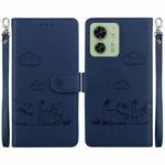 For Motorola Edge 40 Cute Cats RFID Leather Phone Case(Blue)