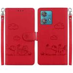 For Motorola Edge 40 Neo Cute Cats RFID Leather Phone Case(Red)