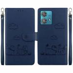 For Motorola Edge 40 Neo Cute Cats RFID Leather Phone Case(Blue)