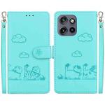 For Motorola Edge 50 Neo 5G Overseas Cute Cats RFID Leather Phone Case(Green)